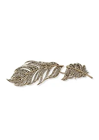 Gold Tone Crystal Pavé Feather Brim Biter