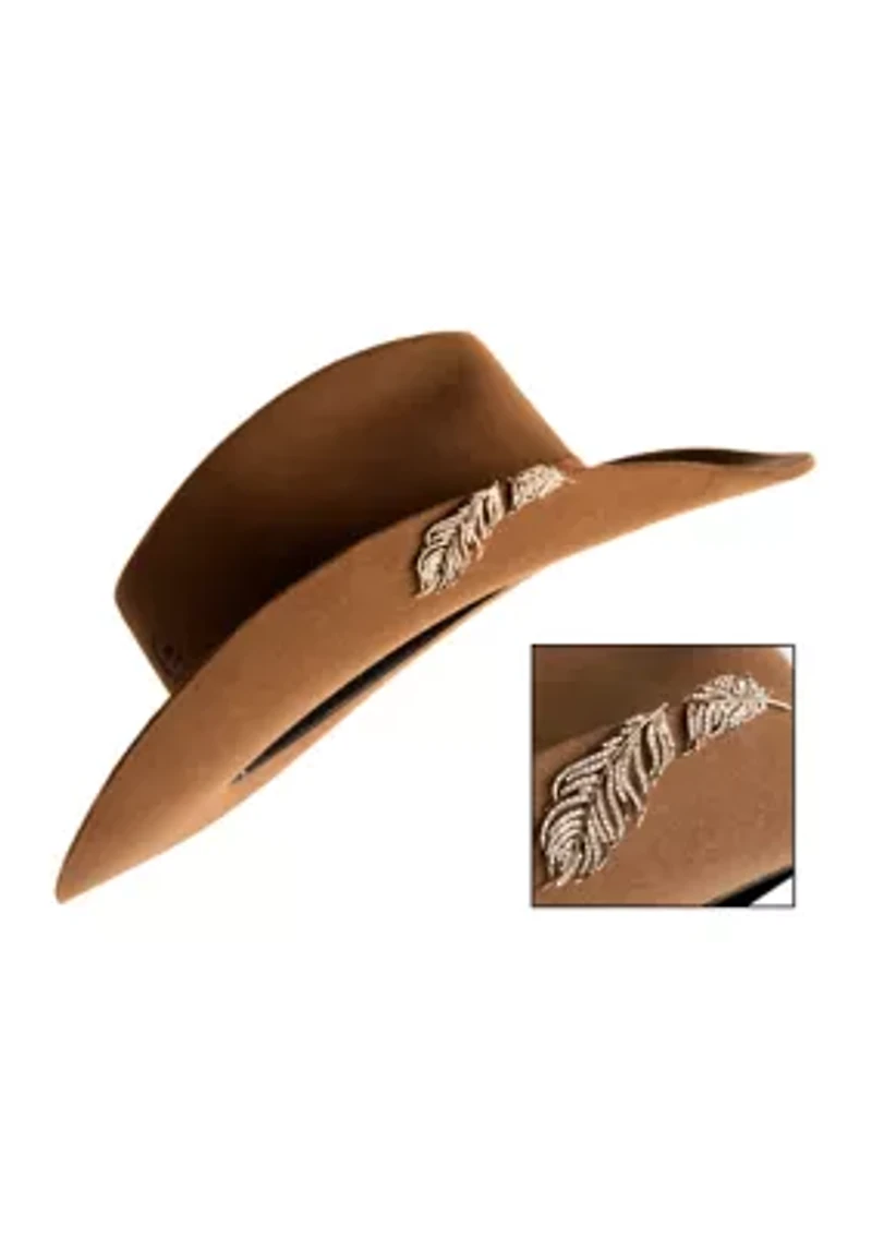Gold Tone Crystal Pavé Feather Brim Biter