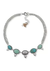 Silver Tone Turquoise Chain Boot Bracelet