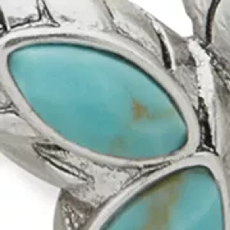 Silver Tone Turquoise Snake Brim Biter