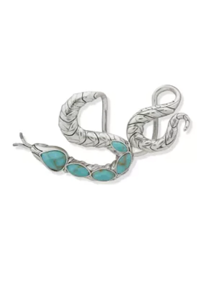 Silver Tone Turquoise Snake Brim Biter