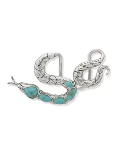 Silver Tone Turquoise Snake Brim Biter