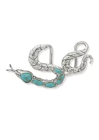 Silver Tone Turquoise Snake Brim Biter