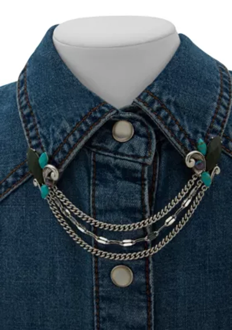 Stone Chain Swag Collar Tip