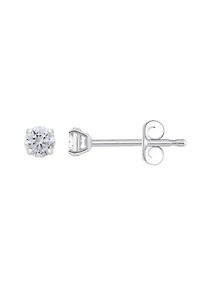 14K Gold 3mm Round Cubic Zirconia Stud Earrings