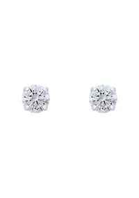 14K Gold 3mm Round Cubic Zirconia Stud Earrings