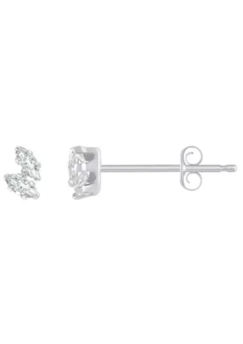 10K Gold 4x2mm Marquise Cubic Zirconia Stud Earrings