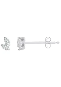 10K Gold 4x2mm Marquise Cubic Zirconia Stud Earrings