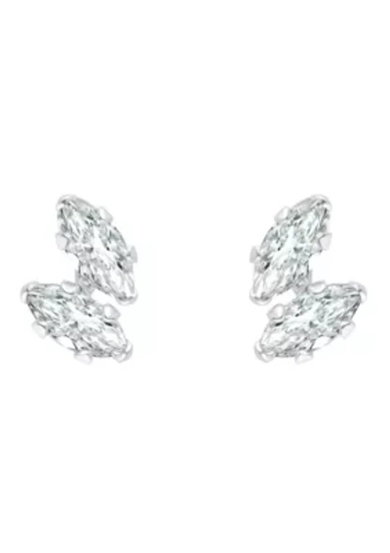 10K Gold 4x2mm Marquise Cubic Zirconia Stud Earrings