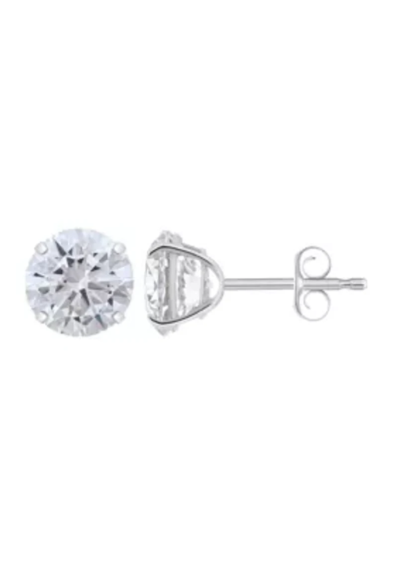 14K Gold 7mm Round Cubic Zirconia Stud Earrings