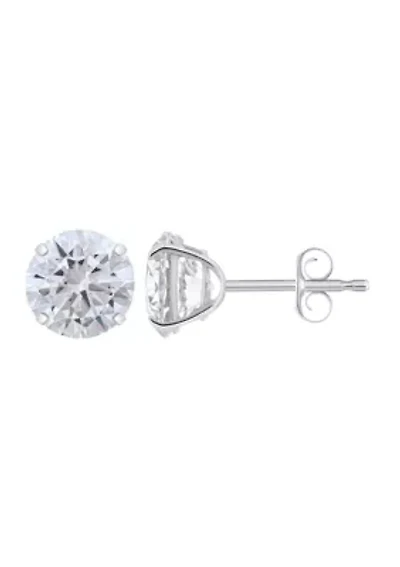 14K Gold 7mm Round Cubic Zirconia Stud Earrings