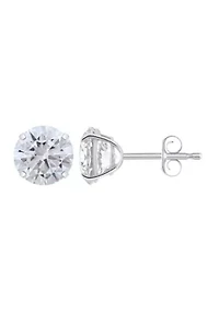 14K Gold 7mm Round Cubic Zirconia Stud Earrings