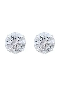 14K Gold 7mm Round Cubic Zirconia Stud Earrings