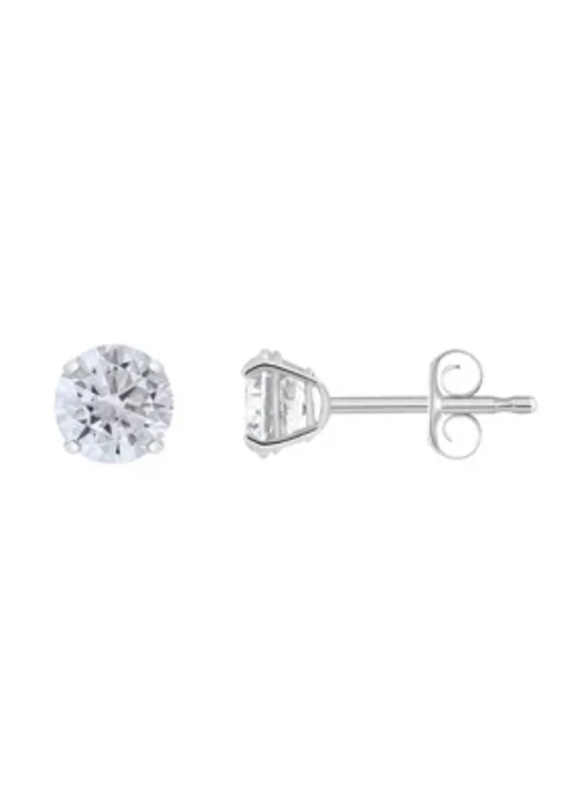 14K Gold 5mm Round Cubic Zirconia Stud Earrings