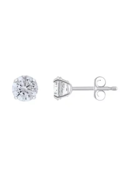 14K Gold 5mm Round Cubic Zirconia Stud Earrings