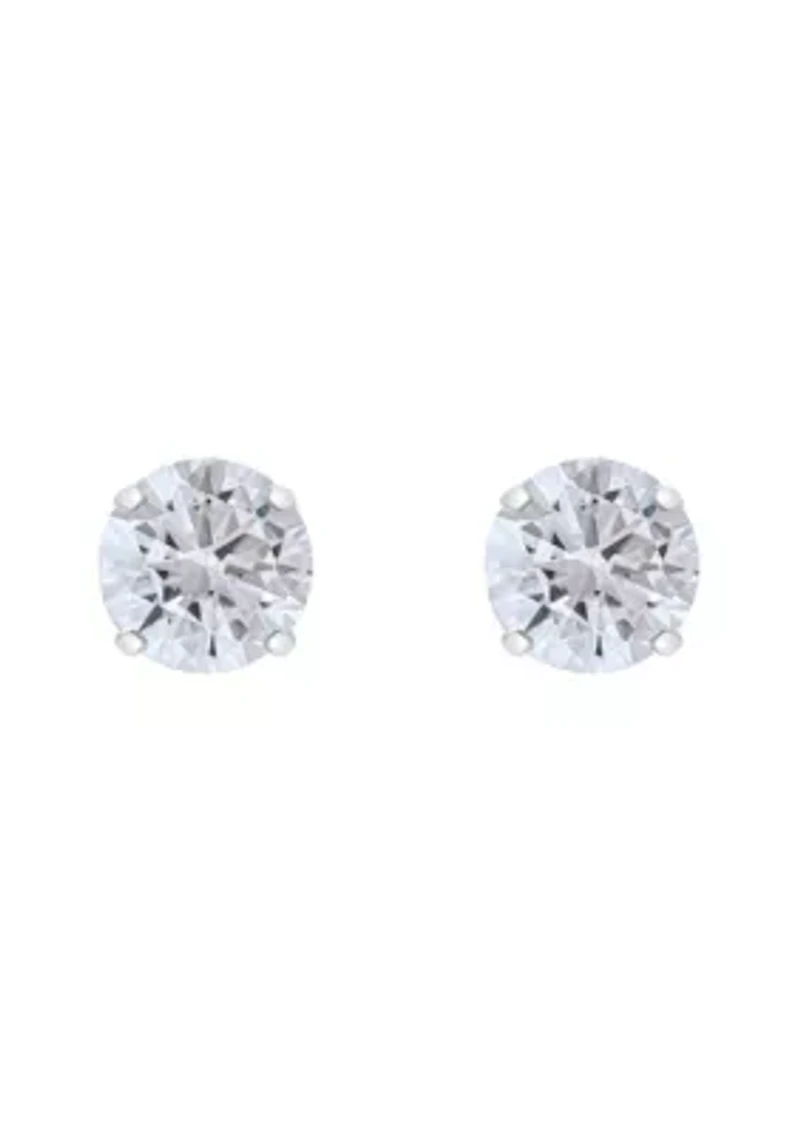 14K Gold 5mm Round Cubic Zirconia Stud Earrings