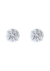 14K Gold 5mm Round Cubic Zirconia Stud Earrings