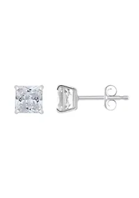 14K Gold 5mm Princess Cut Cubic Zirconia Stud Earrings