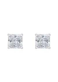 14K Gold 5mm Princess Cut Cubic Zirconia Stud Earrings