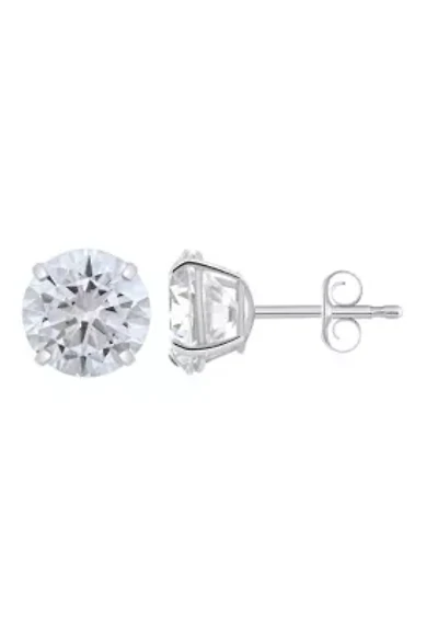14K Gold 8mm Round Cubic Zirconia Stud Earrings