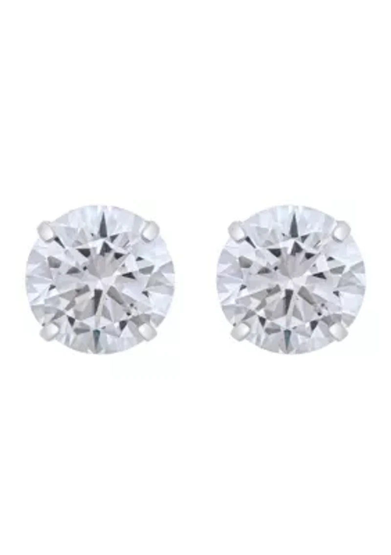 14K Gold 8mm Round Cubic Zirconia Stud Earrings