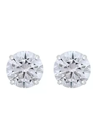 14K Gold 8mm Round Cubic Zirconia Stud Earrings
