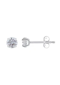 14K Gold 4mm Round Cubic Zirconia Stud Earrings