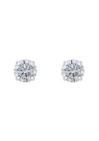 14K Gold 4mm Round Cubic Zirconia Stud Earrings