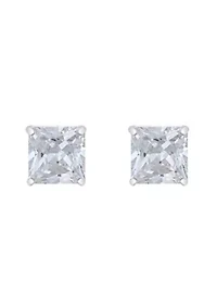 14K Gold 6mm Princess Cut Cubic Zirconia Stud Earrings
