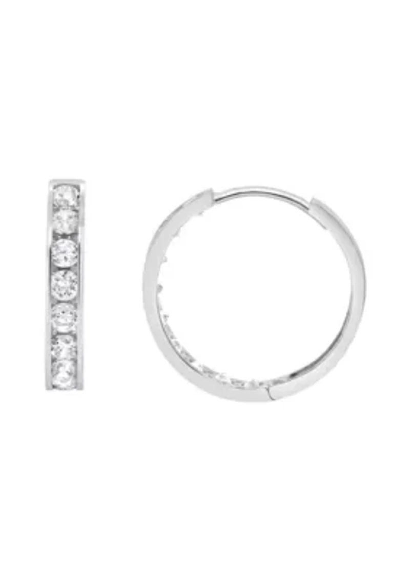 14K Gold Cubic Zirconia Huggie Hoop Earrings