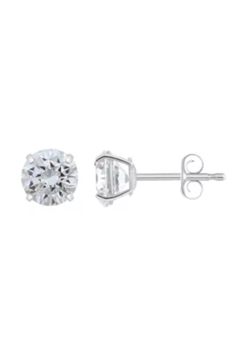 14K Gold 6mm Round Cubic Zirconia Stud Earrings