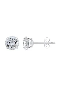 14K Gold 6mm Round Cubic Zirconia Stud Earrings