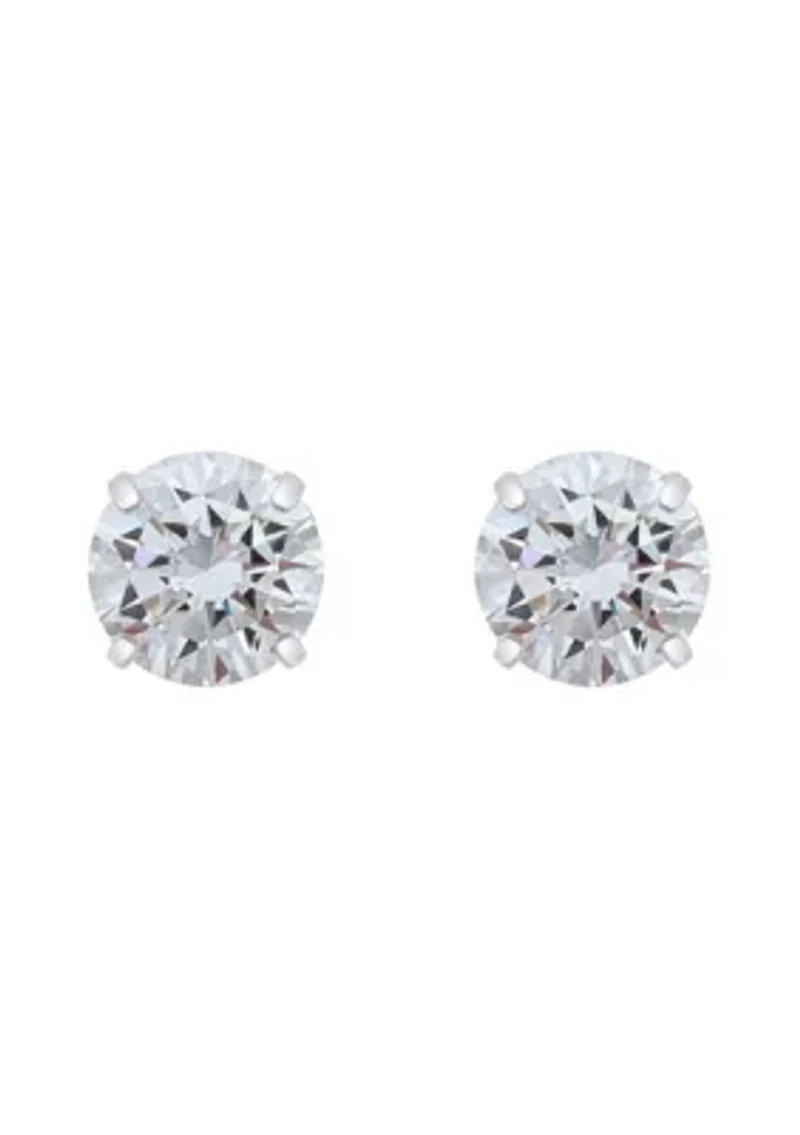 14K Gold 6mm Round Cubic Zirconia Stud Earrings