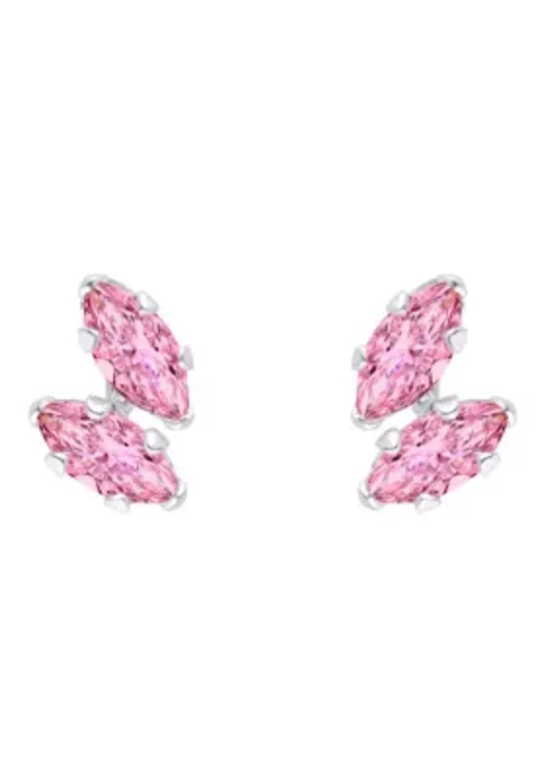 10K Gold 4x2mm Marquise Pink Cubic Zirconia Stud Earrings