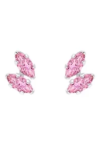 10K Gold 4x2mm Marquise Pink Cubic Zirconia Stud Earrings