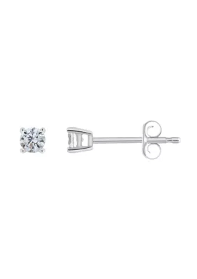 Sterling Silver 3mm Round Cubic Zirconia Stud Earrings