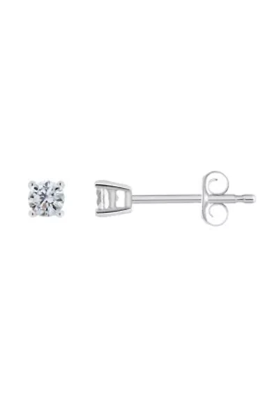 Sterling Silver 3mm Round Cubic Zirconia Stud Earrings