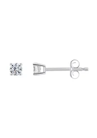 Sterling Silver 3mm Round Cubic Zirconia Stud Earrings
