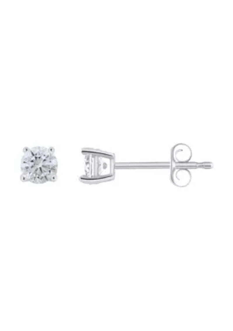 Sterling Silver 4mm Round Cubic Zirconia Stud Earrings
