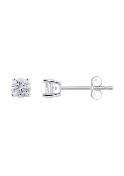 Sterling Silver 4mm Round Cubic Zirconia Stud Earrings