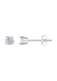 Sterling Silver 4mm Round Cubic Zirconia Stud Earrings