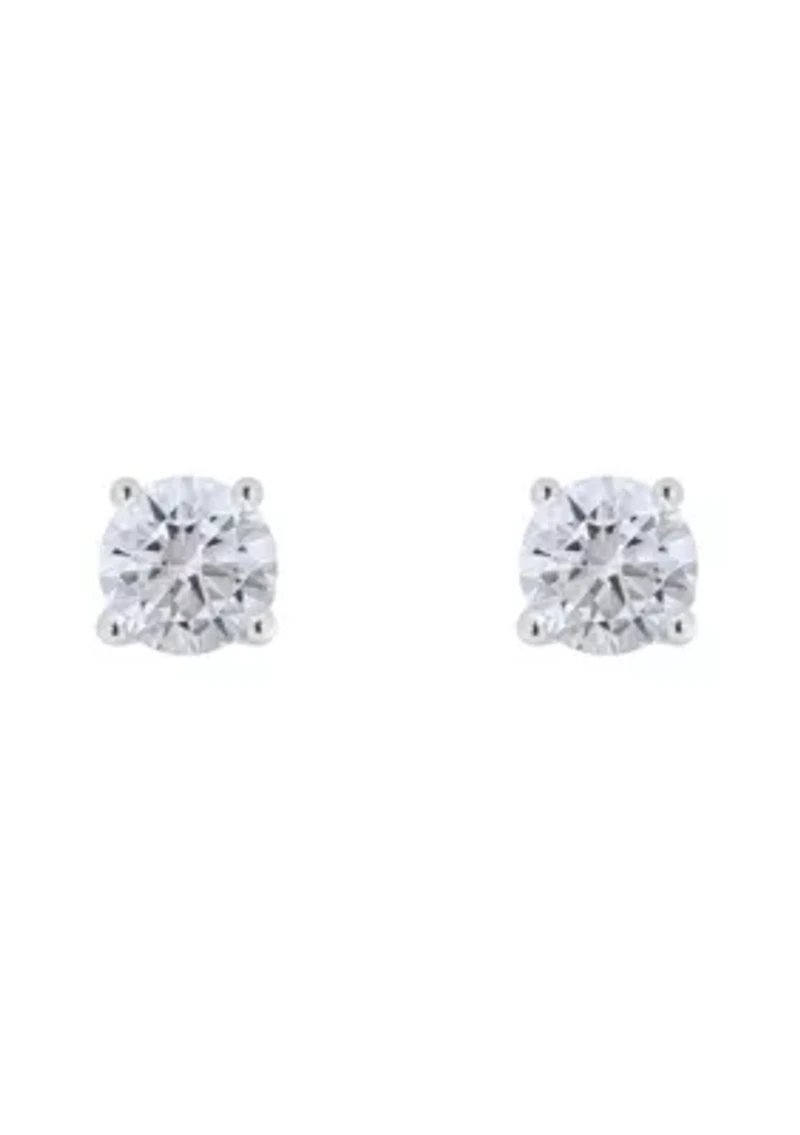 Sterling Silver 4mm Round Cubic Zirconia Stud Earrings