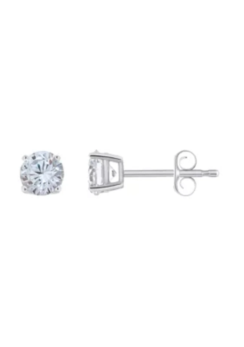 Sterling Silver 5mm Round Cubic Zirconia Stud Earrings