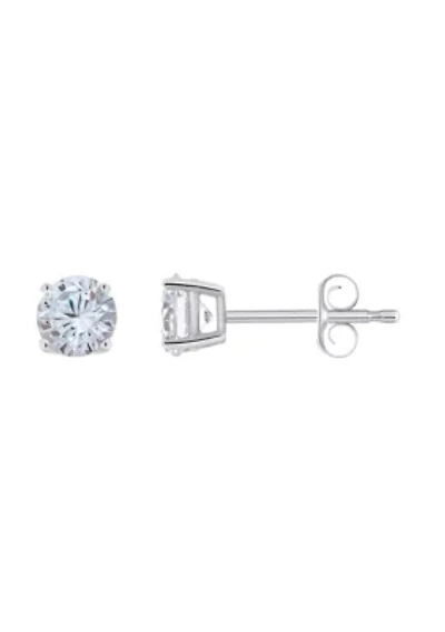 Sterling Silver 5mm Round Cubic Zirconia Stud Earrings
