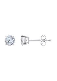 Sterling Silver 5mm Round Cubic Zirconia Stud Earrings