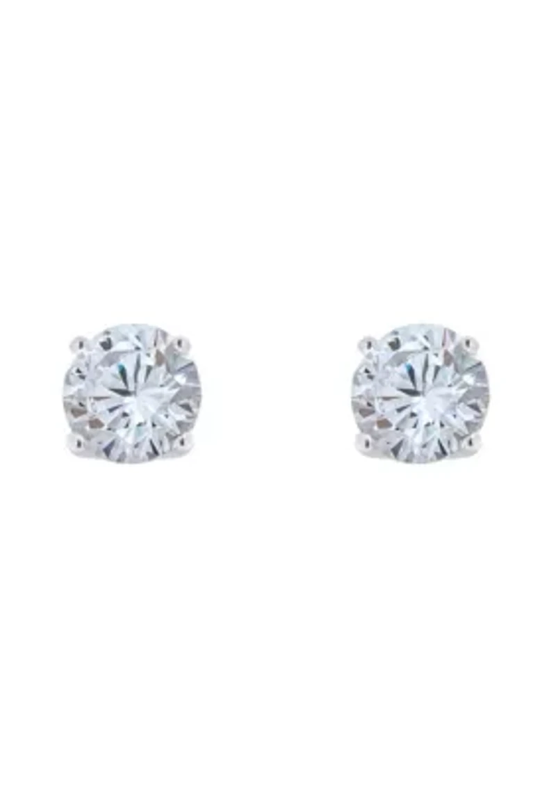 Sterling Silver 5mm Round Cubic Zirconia Stud Earrings