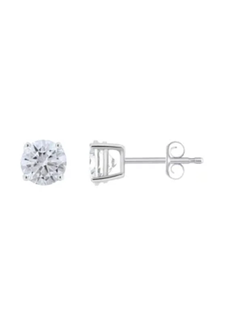 Sterling Silver 6mm Round Cubic Zirconia Stud Earrings
