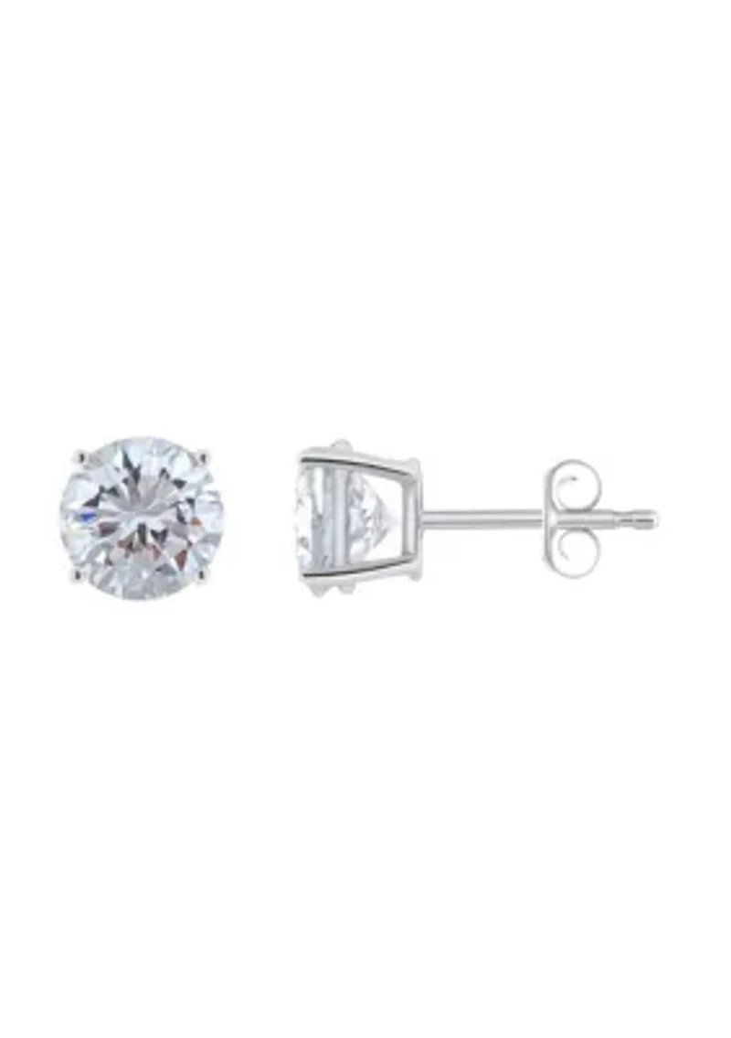 Sterling Silver 7mm Round Cubic Zirconia Stud Earrings