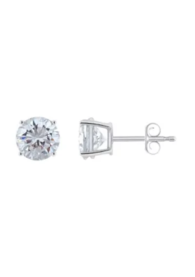 Sterling Silver 7mm Round Cubic Zirconia Stud Earrings