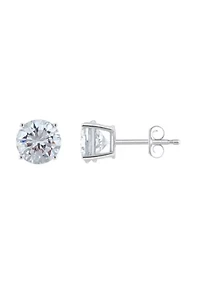 Sterling Silver 7mm Round Cubic Zirconia Stud Earrings